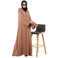 Front open abaya in premium CEY fabric- Beige